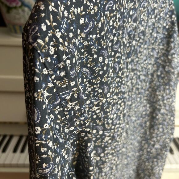 Men's Navy Floral Casual Button Down Shirt 43-17/34 - Picture 15 of 16